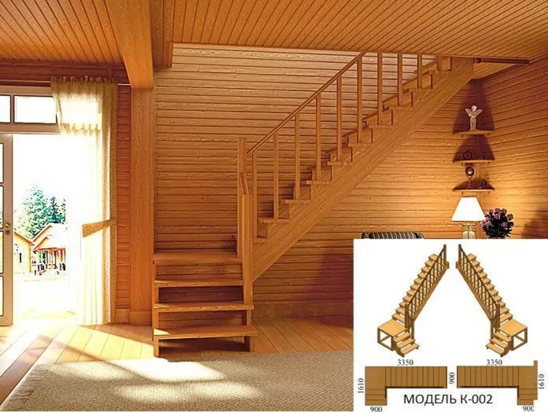Недорогие готовые деревянные лестницы для дома. 3