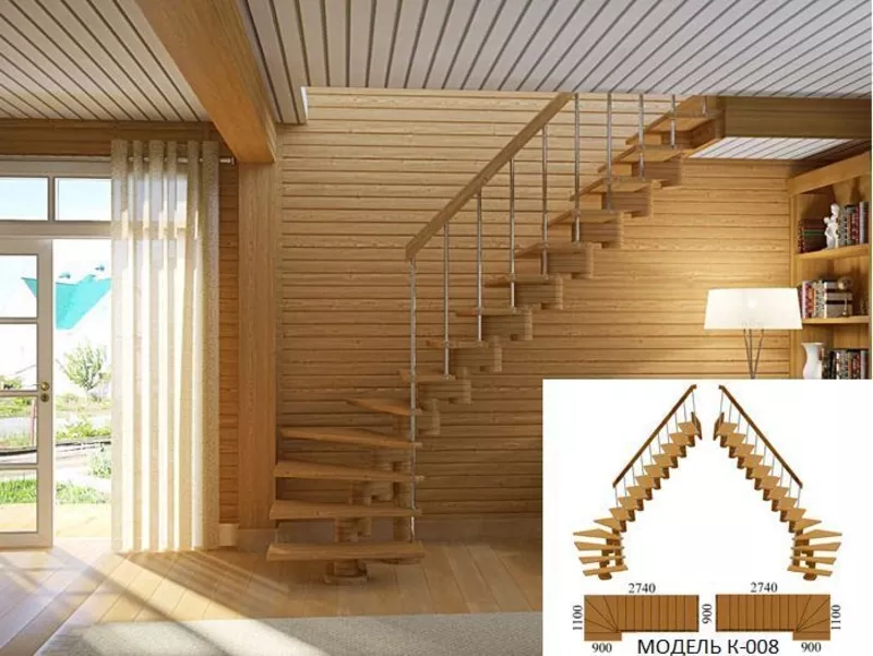 Недорогие готовые деревянные лестницы для дома. 4