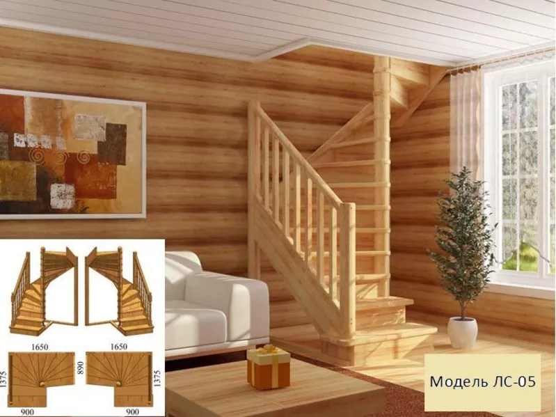 Недорогие готовые деревянные лестницы для дома. 5